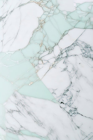 Mint green marble and gold abstract background texture. Mint marbling with natural luxury style lines of marble and goldの写真素材