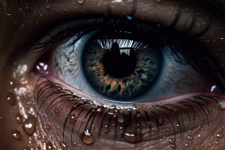 Close-up of a human eye. Generative AI.の素材