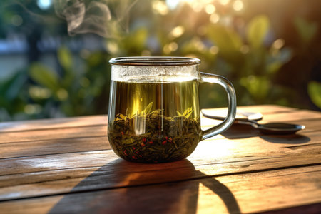 A cup of yerba mate tea filled with water. Generative AI.の素材