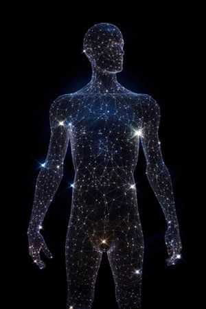 A person made of constellations. Generative AI.の素材