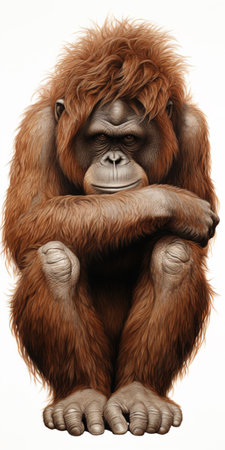 Illustration of an Orangutan. Anthropoid. Generative AI.の素材