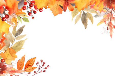 Abstract autumn background with yellow leaves. Generative AI.の素材