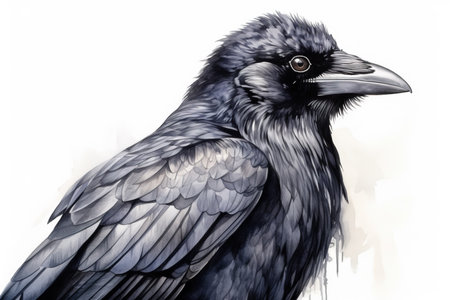 Digital watercolor painting fa raven. Generative AI.の素材