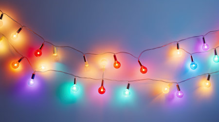 Image of a string of colorful Christmas fairy lights