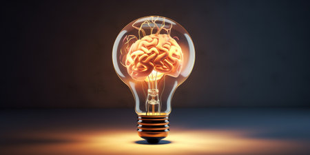 Brain inside the light bulb, Creative Idea concept. Brainstormingの写真素材