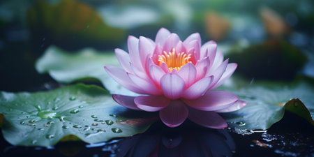 A lotus flower just opened one petalの写真素材