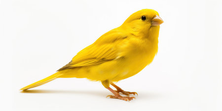 Portrait of a canary bird isolated on white backgroundの写真素材