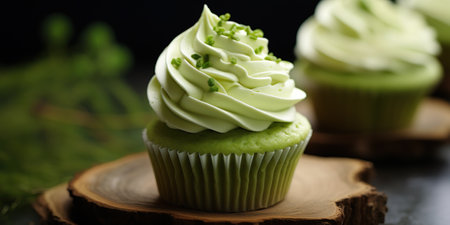 Amazing matcha cupcakes very creamy and elegantの写真素材