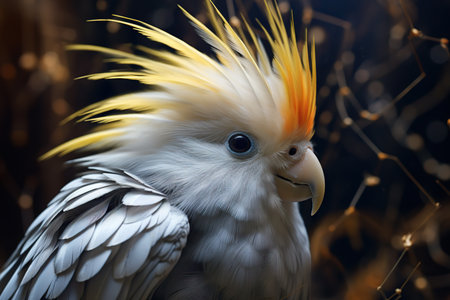 Portrait of a beautiful cockatiel in natural habitatの写真素材