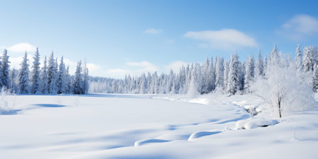 Northern scenery. Landscape in the snow.