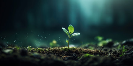 Small green tree seedling growing in forest