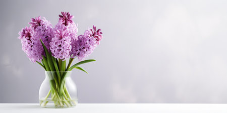 Spring hyacinths in a vase on a light backgroundの写真素材