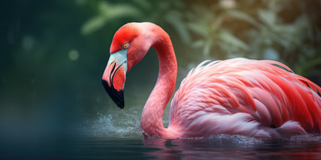 Portrait of a flamingo in its natural habitatの素材