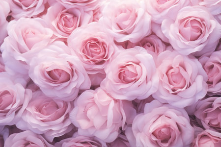 Chinese roses bloom like a sea of clouds, with delicate petals and fragrant aromaの素材