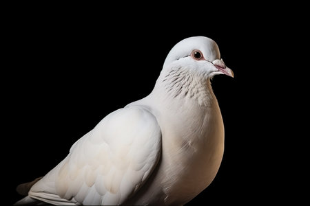 White Pigeon isolated on black background, clipping path included.の素材