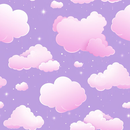 Seamless pattern with cute pink cloudsの素材