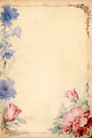 Delicate beige background with springflowers, watercolor.の素材