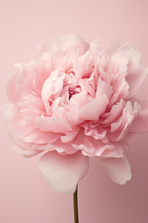 Beautiful peony flower on pink background. Shallow depth of fieldの素材