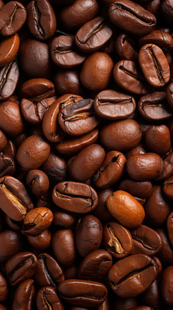 Coffee beans background. Close-up image of coffee beans.の素材