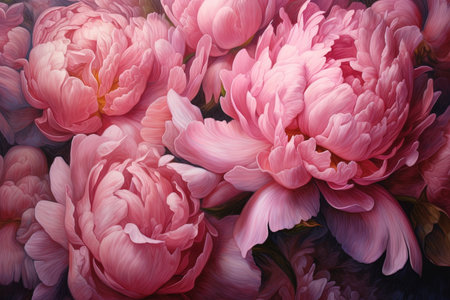 beautiful pink peony flowers as background, closeup of photoの素材