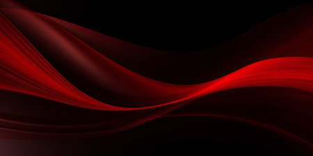 abstract red wavy lines on black background. 3d renderingの素材