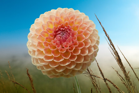 Beautiful dahlia flower in the summer gardenの写真素材