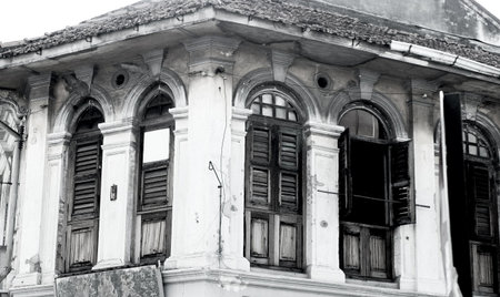 The top storey of an old shophouse in historic Georgetown in Penang