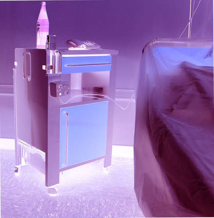 Hospital - bed and bedsite tableの写真素材