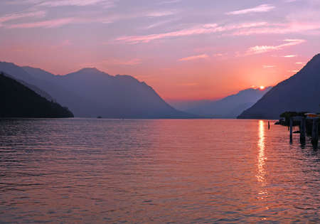 Lake sunsetの写真素材