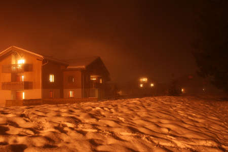 mist in the villageの写真素材