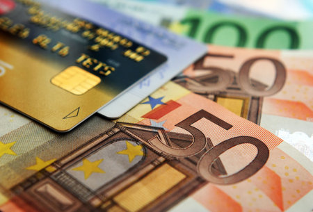 Credit card with moneyの写真素材