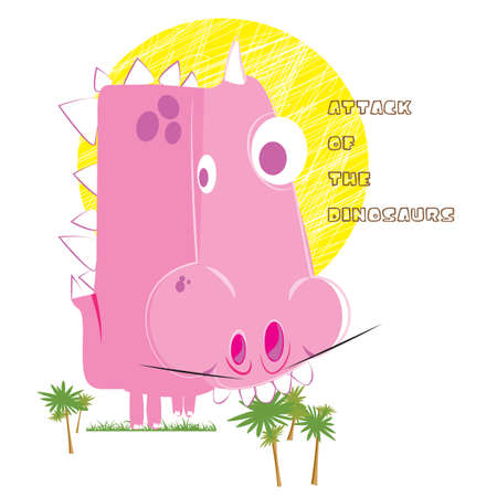 Vector Illustration Dinosaur Tree Leaves with Typography Kids T-shirt Graphic and Fashion Designのイラスト素材