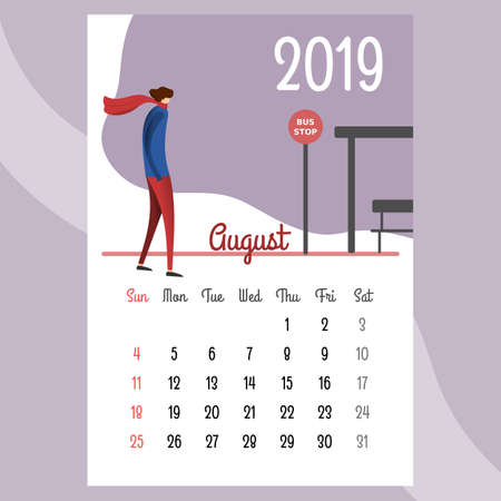 calendar design for 2019. beautiful calendar design for 2019のイラスト素材