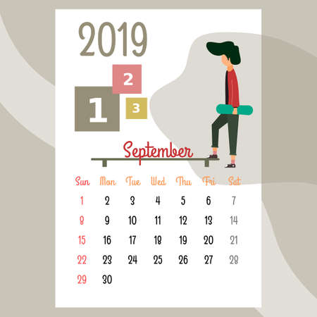 calendar design for 2019. beautiful calendar design for 2019のイラスト素材