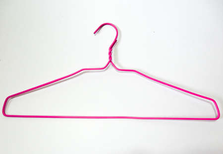 plastic cover metal of Clothes hanger on white backgroundの写真素材
