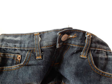 close up of waist blue jean isolated on white backgroundの写真素材