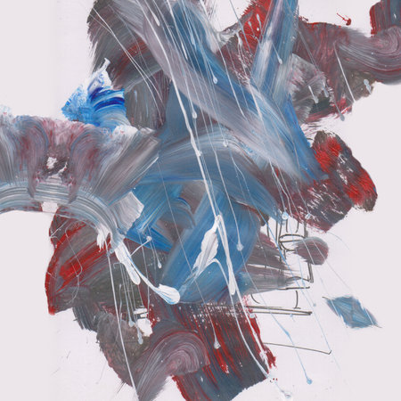 This artwork a acrylic painting with abstract style and domination dark brown and blue colorの写真素材
