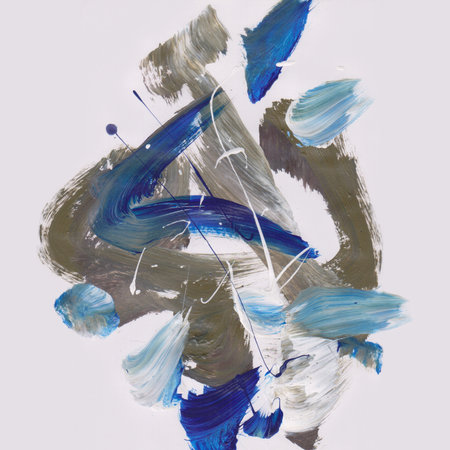 This artwork about abstract painting style with dark brown and soft blue colorの写真素材