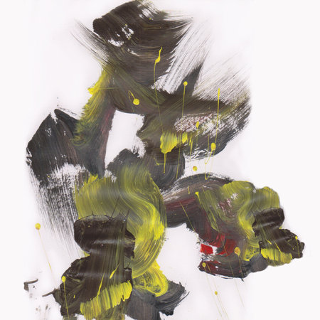 This artwork about abstract painting style with dark brown and white colorの写真素材