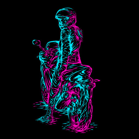 This artwork illustrasion about rider woman, with pop line art styleの写真素材
