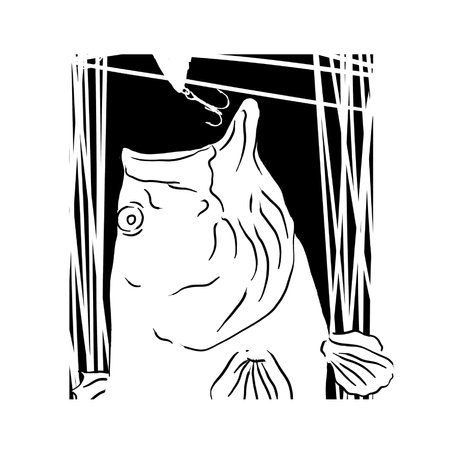This artwork illustrasion about bass fish, with handrawn sketch style and pop colorの写真素材