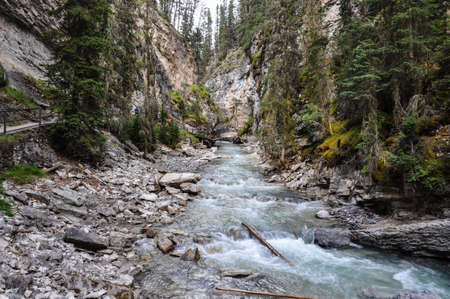 Water flows in the rockies, Alberta, Canada.の写真素材