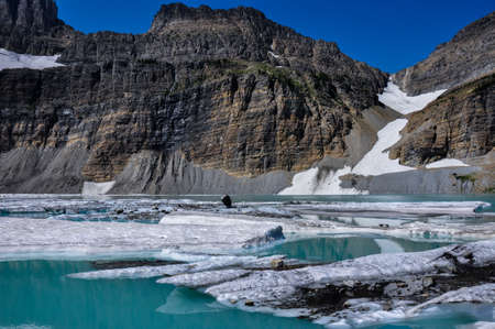 Trekking in Grinnel Lake Trail, Glacier National Park, Montana, USA.の写真素材