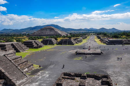 View of Teotihuacan ruins, Aztec ruins, Mexico.のeditorial素材