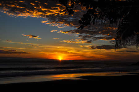 Beautiful sunsets of Playa El Zonte, El Salvador.の写真素材
