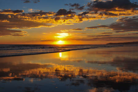 Beautiful sunset at Playa El Cuco, El Salvador.の写真素材