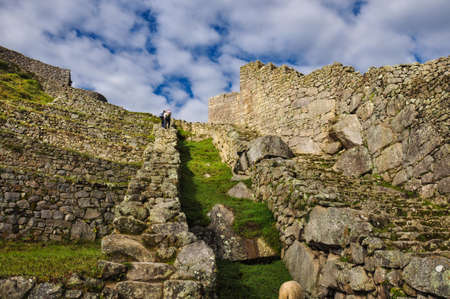 View over Machu Picchu Inca ruins, Peru.の写真素材