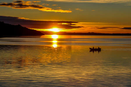 Sunset on Villarricaの写真素材