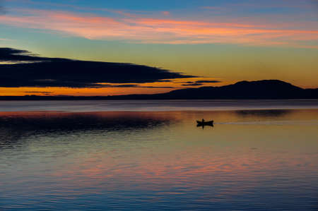 Sunset on Villarricaの写真素材