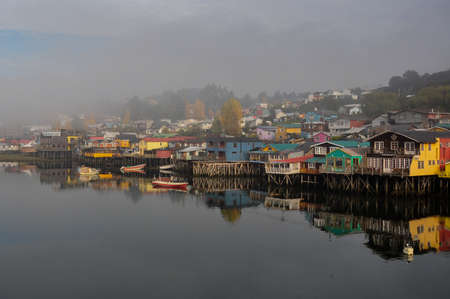 Tranquility and reflections, Chiloe Island, Chile.の写真素材